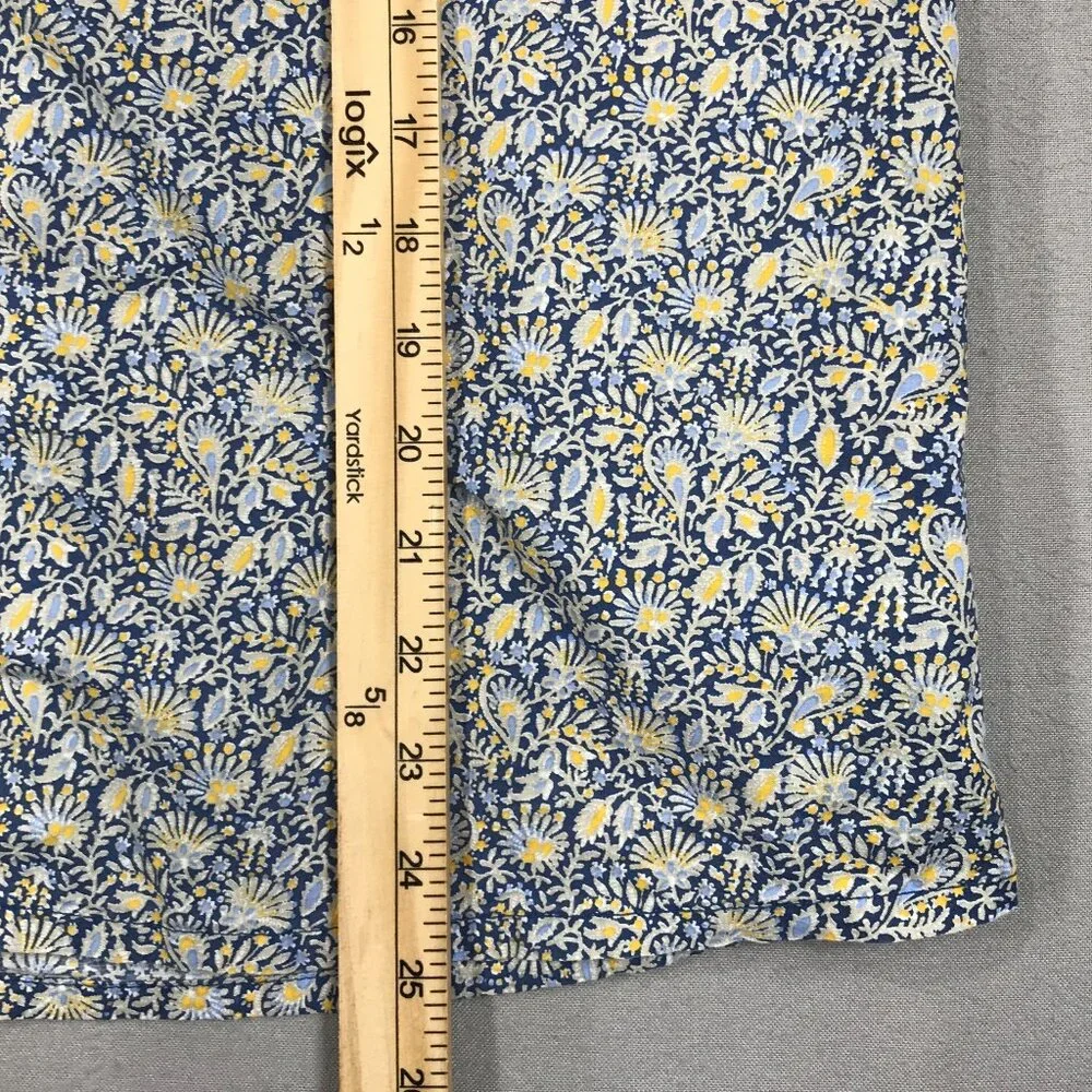 Gap Blouse Women Small Tall Blue Yellow Pullover Top V-Neck Boho Peasant Balloon - Picture 12 of 13